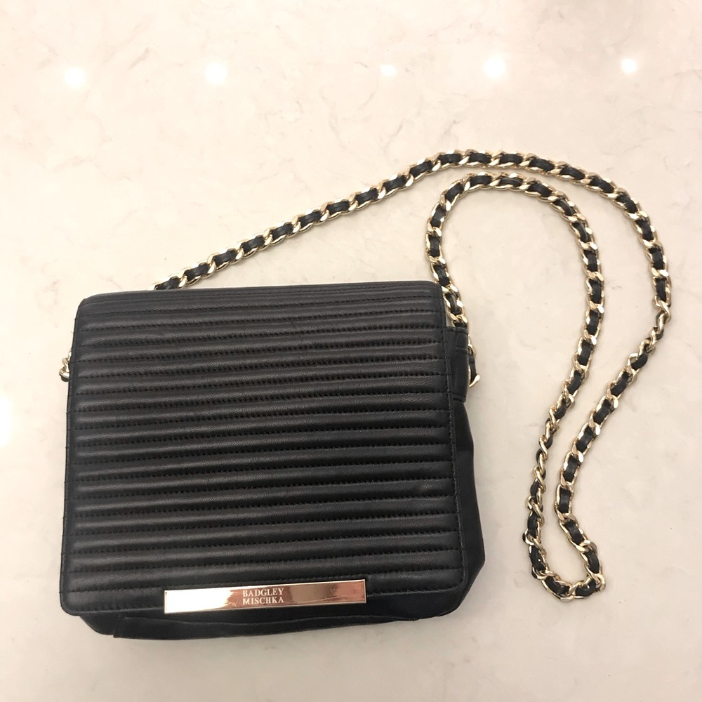 Badgley Mischka gold and black crossbody purse